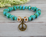 peace sign bracelet for hippie turquoise jewelry