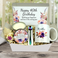 40th Birthday Gift Box for Women with Personalized Mug