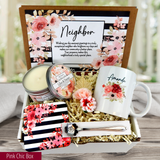 pink thmeed Custom Mug, Spoon, and Candle in a Thoughtful Neighbor Gift Box
