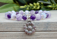 Purple Sunflower Bracelet with Amethyst Beads