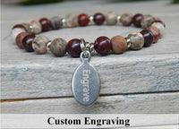 natural gemstone bracelet engraved charm jewelry