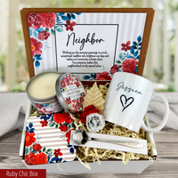 Neighborly Bonds: Appreciation Gift Basket with Custom Mug, Spoon, and Candle