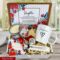 A Daughter's Delight: Personalized Mug, Spoon, and Candle in a Gift Box