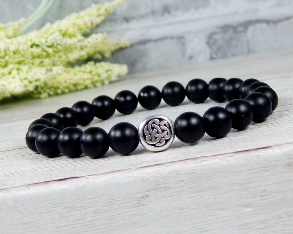Celtic jewelry black onyx bracelet for men