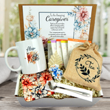 caregiver gift with a pretty floral mug and tea selection keepsake gift