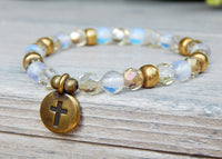 gemstone beaded spiritual cross charm bracelet