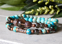 bohemian stacking bracelets blue beaded jewelry