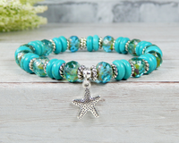 beach bracelet starfish charm turquoise jewelry