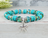 beach bracelet starfish charm turquoise jewelry