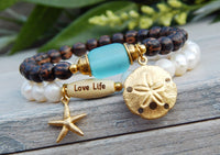 starfish charm bracelet with freshwater pearls