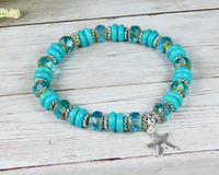 beach bracelet starfish charm turquoise jewelry
