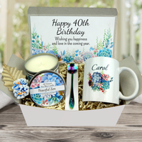 40th Birthday Gift Box for Women with Personalized Mug