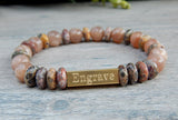 Sunstone and Jasper Beaded Bracelet - Engraved Jewelry