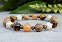 Natural Multi-Beaded Bracelet - Tiger Eye, Aventurine, Howlite, Jasper