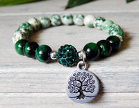nature jewelry tree charm green gemstone beaded bracelets
