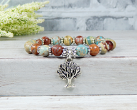 tree bracelet earthy blue jewelry handmade gemstone
