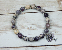 jasper gemstone nature jewelry with tree charm