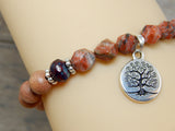 tree bracelet jasper gemstones rosewood beaded