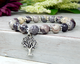 beaded tree of life bracelet with jasper gemstones