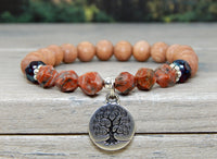 rosewood beaded bracelet tree charm gemstones