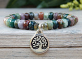 jasper gemstone nature jewelry with tree charm