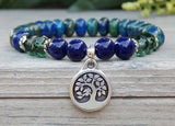 bracelet with tree charm blue and green