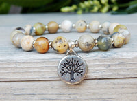 Natural Agate Beaded Bracelet with Tree of Life Charm