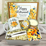 Retirement Gift Basket with Custom Name Mug