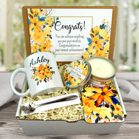 Personalized Congratulations Gift Basket with Coffee Mug Delivered