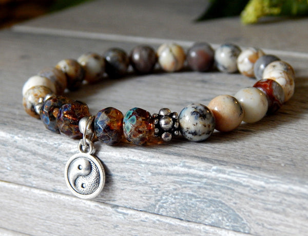 yin yang yoga beaded gemstone bracelet