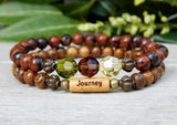 boho stacked beaded bracelets with message bead