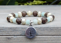 tree charm gemstone amazonite bracelet yoga nature jewelry
